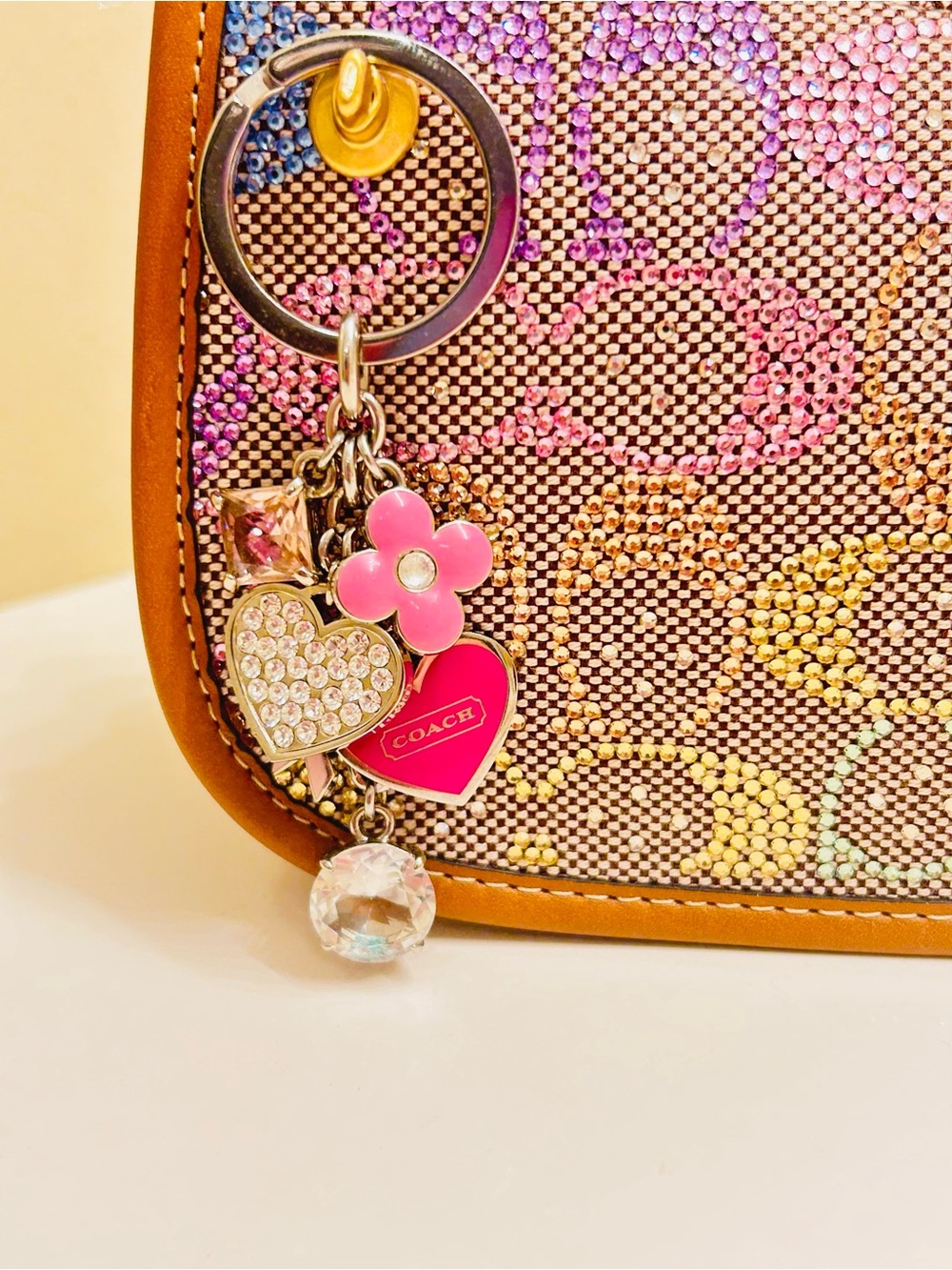 RARE Coach Y2K Heart & Cancer Awareness Keychain/ Bag Charm - Picture 10 of 14